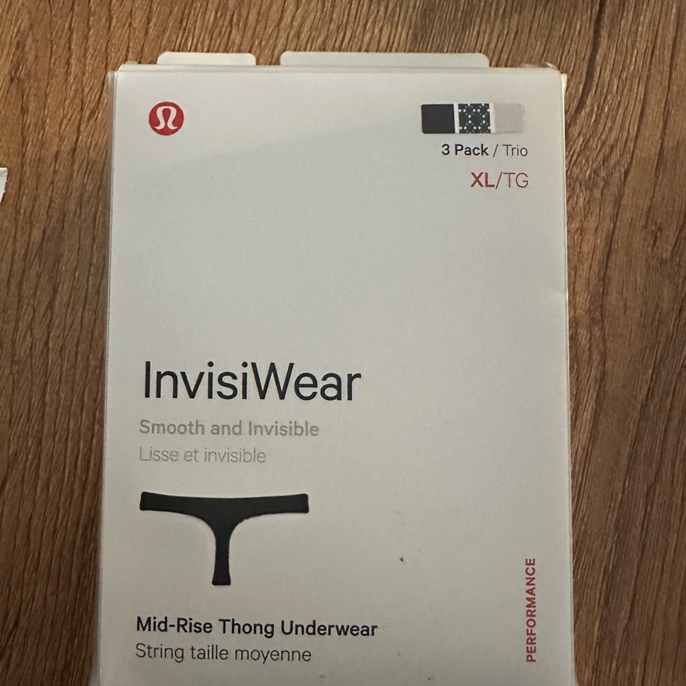 Lululemon InvisiWear Mid-Rise Thong Underwear 3 Pack size XL NWT